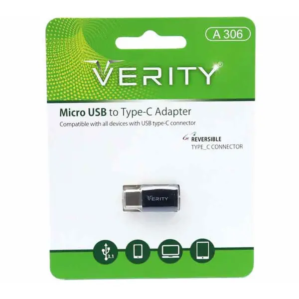 تبدیل میکرو یو اس بی به تایپ سی وریتی A306 Verity A306 MicroUSB To Type-C Converter - 4