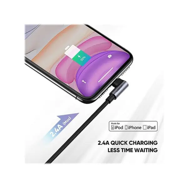 کابل Iphone Lightning یوگرین US299  1 متر Ugreen US299 Lighting to USB Cable 90D 1M Cable