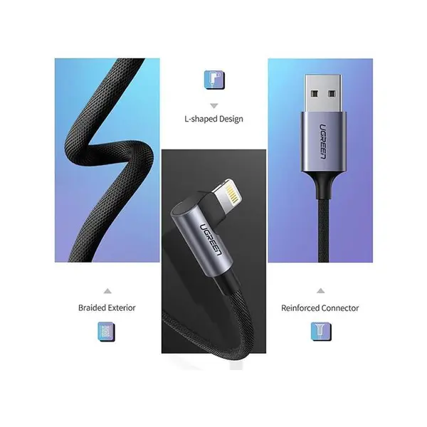 کابل Iphone Lightning یوگرین US299  1 متر Ugreen US299 Lighting to USB Cable 90D 1M Cable
