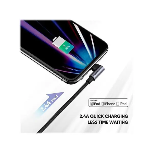کابل Iphone Lightning یوگرین US299  1 متر Ugreen US299 Lighting to USB Cable 90D 1M Cable