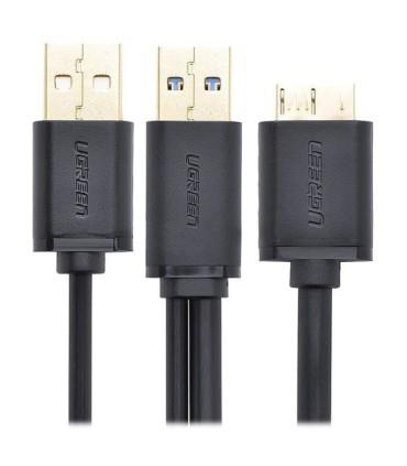 کابل Micro USB 3.0 همراه پورت تقویت کننده USB 2.0 (هارد) یوگرین US140 Ugreen US140 Micro USB 3.0 A/M cable with USB 2.0 A/M Repeater