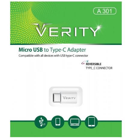 مبدل microUSB به USB-C وریتی مدل A301 Verity A301 microUSB to USB-C Adapter