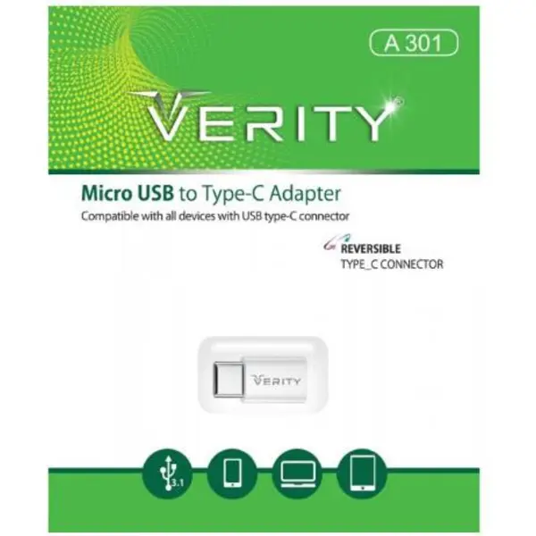 مبدل microUSB به USB-C وریتی مدل A301 Verity A301 microUSB to USB-C Adapter