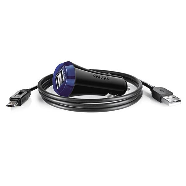 Philips DLP2257U/10 Ultra Fast Car Charger With microUSB Cable