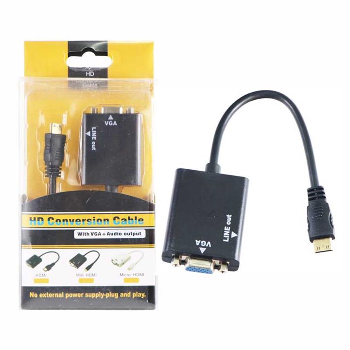 کابل و مبدل تبدیل P-net Mini HDMI To VGA به همراه صدا