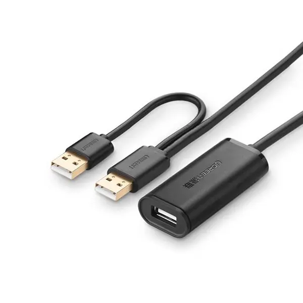 کابل افزایش طول یو اس بی یوگرین Ugreen US137 USB 2.0 Active Extension Cable 10M ugreen US137 USB 2.0 Active Extension Cable with USB for Power 10M Cable - 5