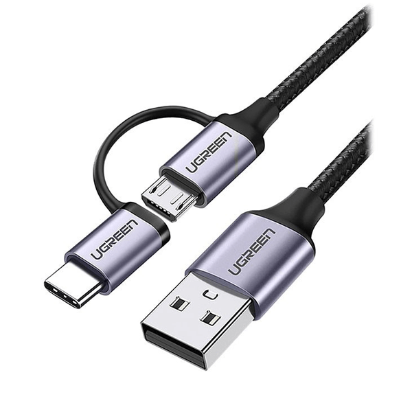 کابل USB 2.0 A Male یوگرین به Micro USB+USB-C 3A مدل US177 کد ۳۰۸۷۵