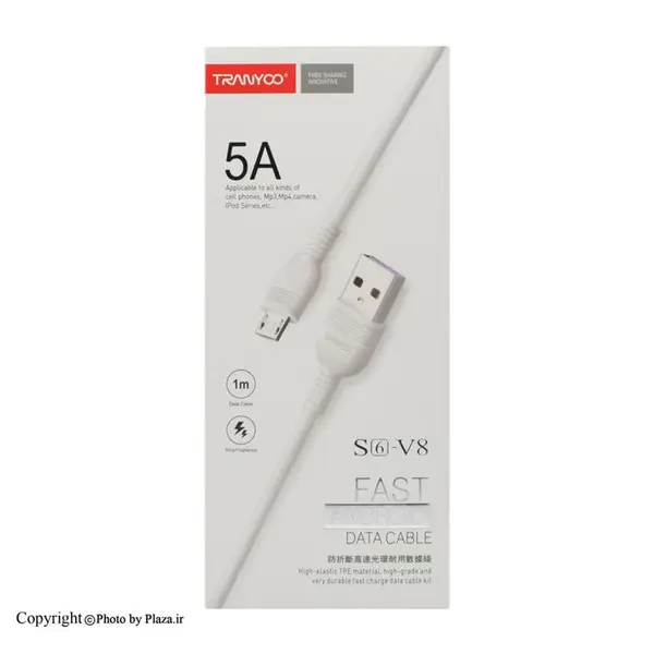 کابل تبدیل USB به microUSB ترانیو مدل S6-V8 طول 1 متر