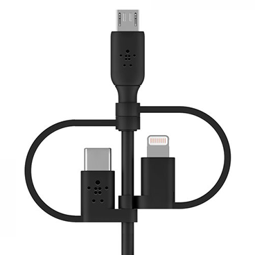 کابل تبدیل USB به لایتنینگ / micro USB / USB-C بلکین مدل CAC001bt1M طول 1 متر
