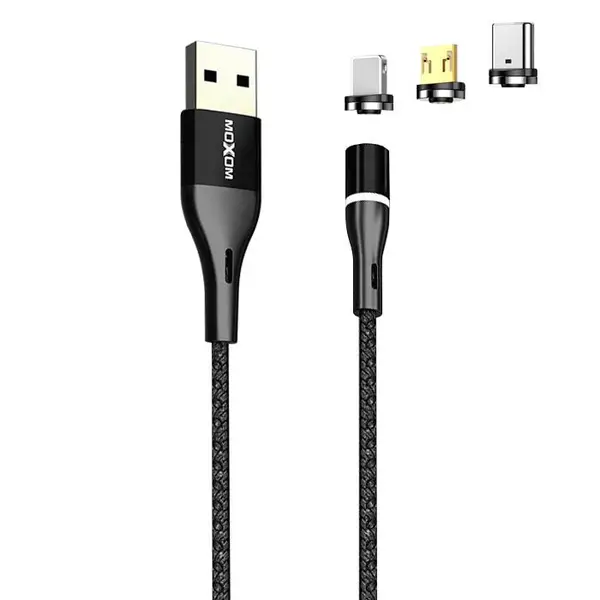 کابل تبدیل USB به لایتنینگ/ microUSB /USB-C موکسوم مدل MX-CB37 طول 1 متر -