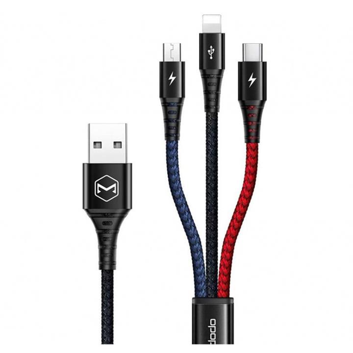 کابل تبدیل USB به لایتنینگ/USB-C/MicroUSB مک دودو مدل CA-6220 3A طول 1.2 متر -