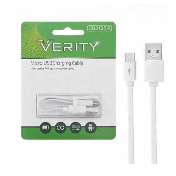 کابل میکرو یو اس بی Verity CB3125 A 20cm Verity CB 3125A USB To MicroUSB 0.2M