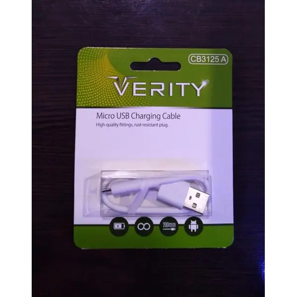 کابل میکرو یو اس بی Verity CB3125 A 20cm Verity CB 3125A USB To MicroUSB 0.2M