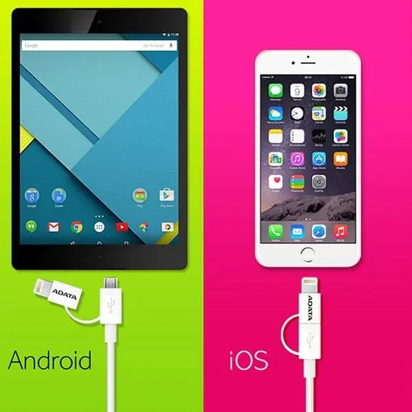 کابل تبدیل یو اس بی به لایتنینگ ای دیتا مدل سینک اند شارژ 2 در 1 به طول 100 سانتیمتر ADATA Sync And Charge Lightning Cable 2 In 1 100cm
