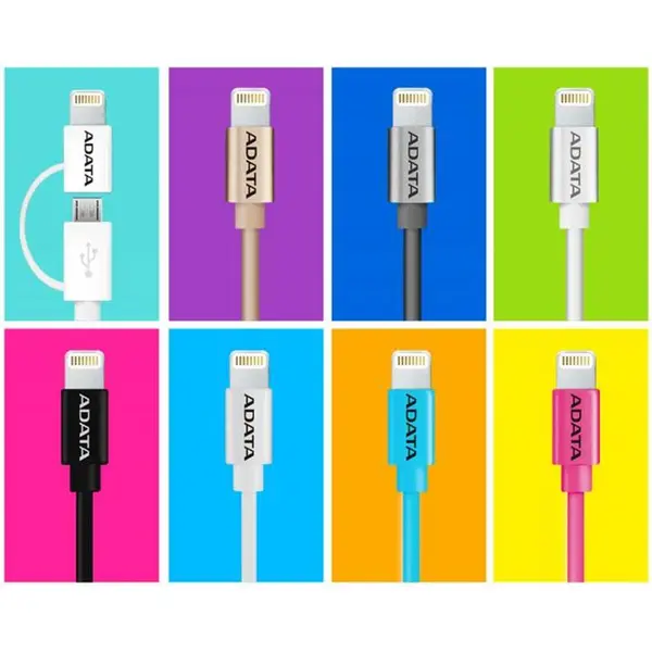 کابل لایتنینگ ای دیتا مدل سینک اند شارژ 2 در 1 به طول 100 سانتی متر Adata 2 In 1 Sync And Charge Lightning Cable 100cm