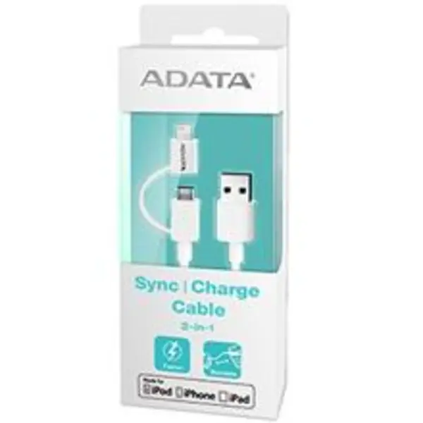 کابل تبدیل یو اس بی به لایتنینگ ای دیتا مدل سینک اند شارژ 2 در 1 به طول 100 سانتیمتر ADATA Sync And Charge Lightning Cable 2 In 1 100cm