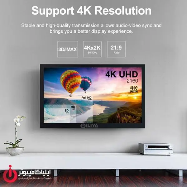 کابل HDMI v2.0 فیبر نوری یونیتک مدل Y-C1035BK به طول 70 متر Unitek Y-C1035BK HDMI v2.0 UltraPro Optical Cable 70m - 4