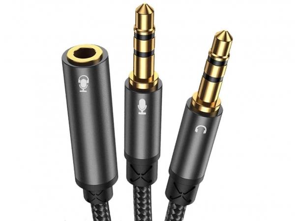 کابل انتقال صدای دوسر جویروم  Joyroom Headphone female to 2-male Y-splitter audio cable 0.2m SY-A05