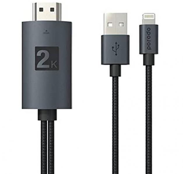 تبدیل Lightning به USBو HDMI  پورودو PD- ABHDL2 دومتری Porodo Braided HDMI Lightning Cable 2M PD- ABHDL2