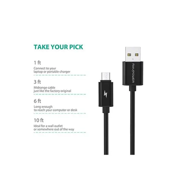 مجموعه کابل RAVPower 5-Pack Micro USB Cables RAVPower 5-Pack Micro USB Cables