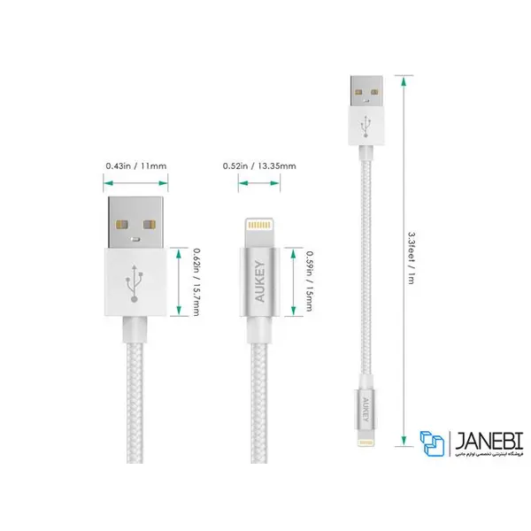 کابل تبدیل USB به لایتنینگ آکی مدل CB-D16 طول 1.2 متر Aukey CB-D16 USB To Lightning Cable 1.2m