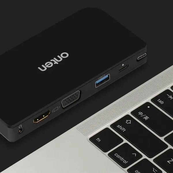 مبدل  USB-C بهi HDMI و VGA و USB 3 اونتن مدل OTN-9163 USB-C  Converter TO HDMI-VGA-USB3-HEADPHONE ONTENM MODEL OTN-9163