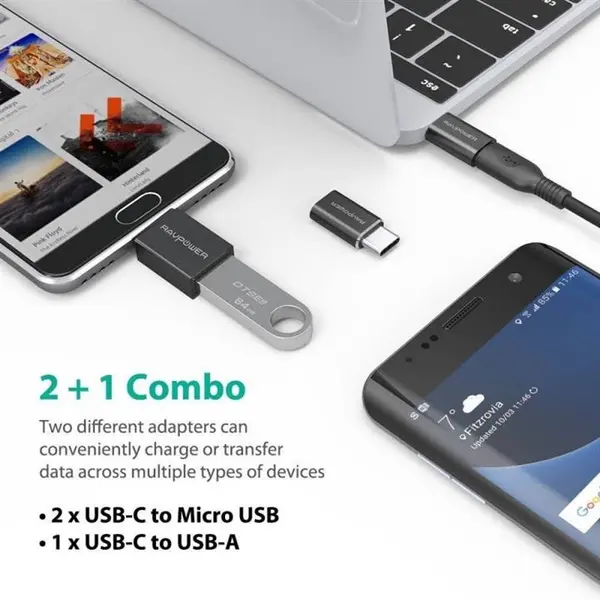 مبدل USB-C به microUSB/USB 3.0 راو پاور مدل RP-PC007 RavPower RP-PC007 USB-C to microUSB/USB 3.0 Converter