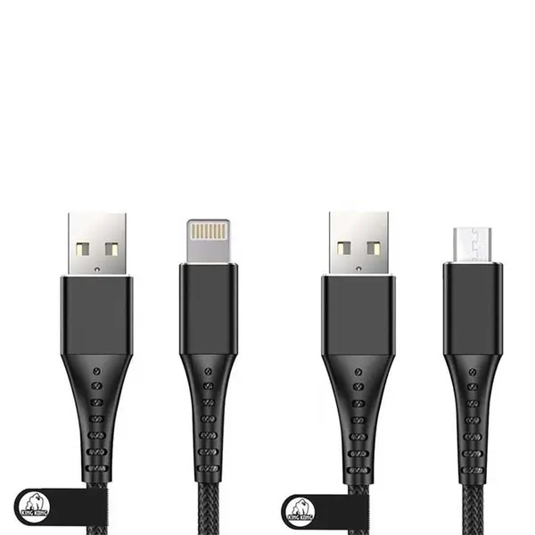 کابل تبدیل USB به MicroUSB کینگ کونگ مدل Creative-BLK22 طول 1 متر به همراه کابل تبدیل USB به لایتنینگ -