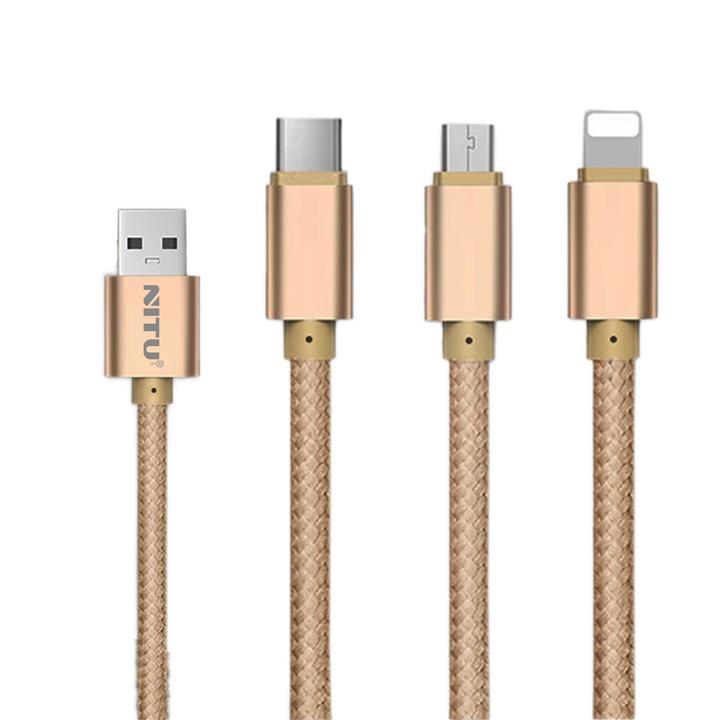 کابل تبدیل USB به لایتنینگ/microUSB/USB-C نیتو مدل NT-UC003 طول 1.2 متر -