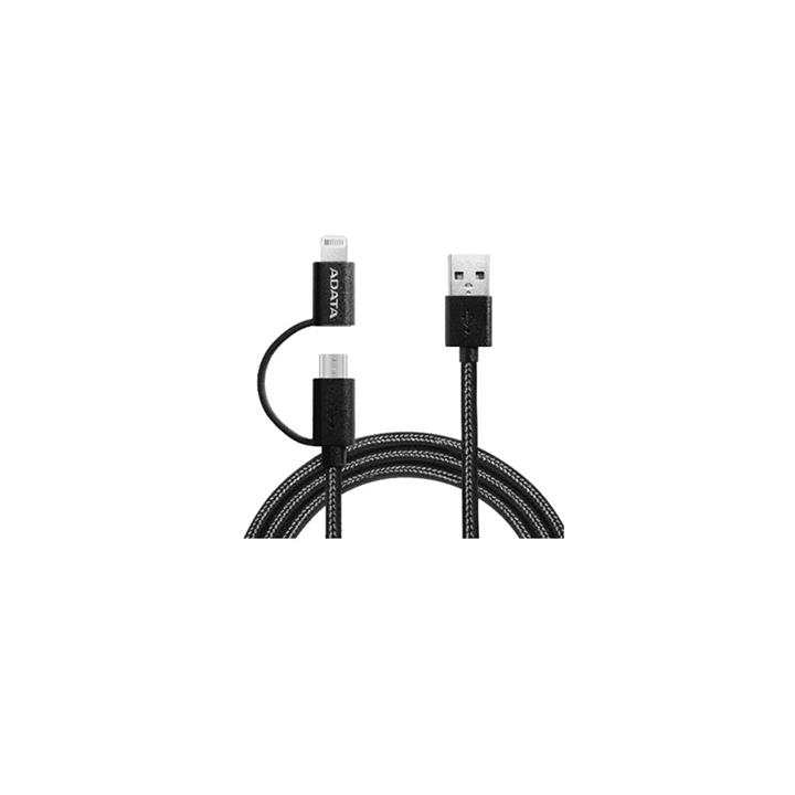 ADATA 2-IN-1 USB To microUSB/لایتنینگ Cable 2m کابل تبدیل USB به microUSB/لایتنینگ ای دیتا مدل 2-IN-1 طول 2 متر