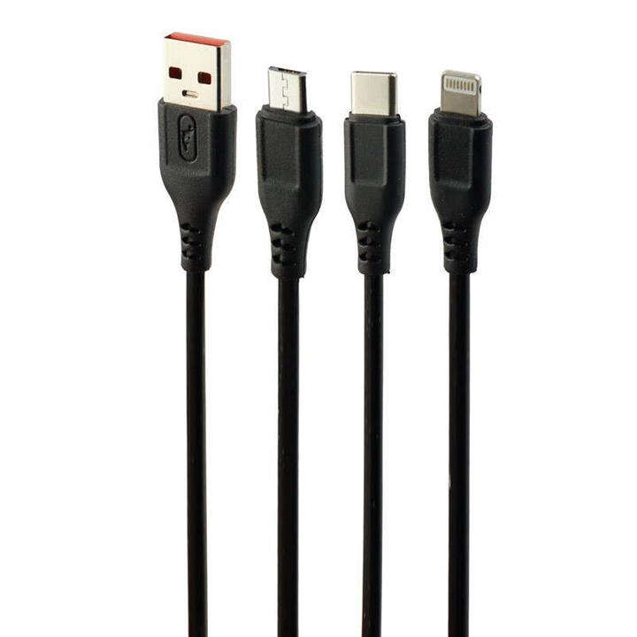 کابل تبدیل USB به لایتنینگ/microUSB/USB-C اسکای دلفین مدل S61E طول 1.2 متر -