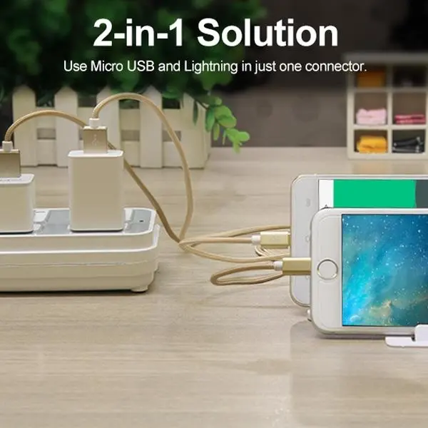 کابل تبدیل USB به لایتنینگ/Micro-USB یونیتک مدل Y-C4023GY طول 1.5 متر Unitek Y-C4023GY USB To Micro-USB/Lightning Cable 1.5m