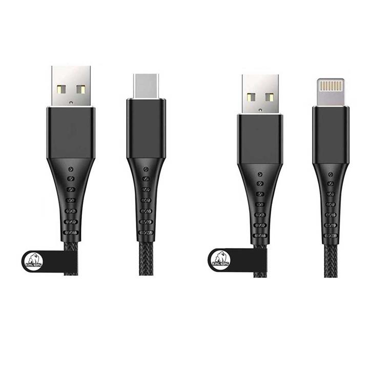 کابل تبدیل USB به USB-C کینگ کونگ مدل Creative-BLU22 طول 1 متر به همراه کابل تبدیل USB به لایتنینگ -