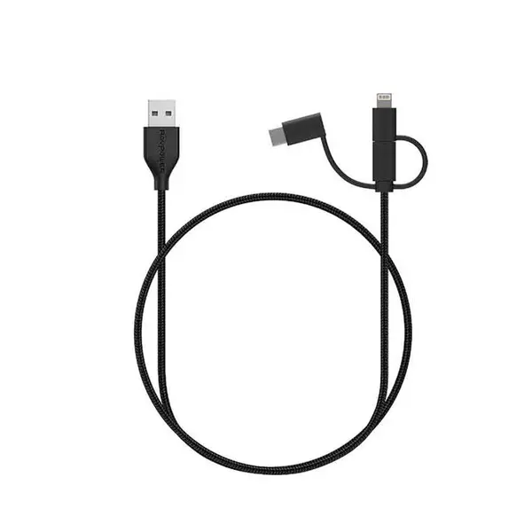 کابل تبدیل USB به لایتنینگ/ USB-C/ microUSB راو پاور مدل RP-CB021 طول 0.9 متر RAVpower RP-CB021 USB to microUSB/ Lightening/ USB-C Cable 0.9m