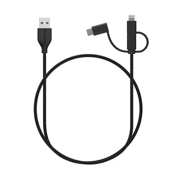 کابل تبدیل USB به لایتنینگ/ USB-C/ microUSB راو پاور مدل RP-CB021 طول 0.9 متر RAVpower RP-CB021 USB to microUSB/ Lightening/ USB-C Cable 0.9m
