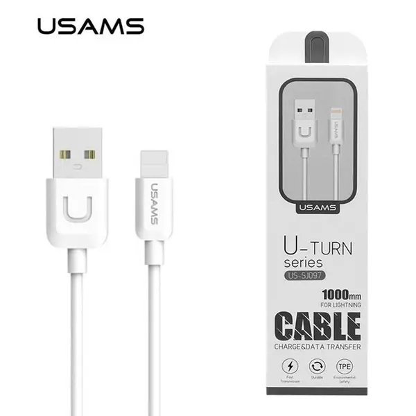 کابل تبدیل USB به لایتنینگ یوسمز مدل US-SJ097 طول 1 متر USAMS U-TURN Series USB To Lightning Cable US-SJ097 - 1m