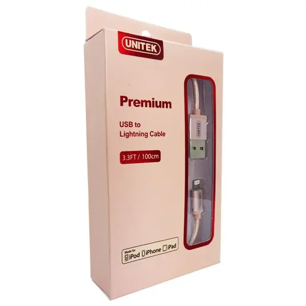 کابل تبدیل USB به لایتنینگ یونیتک مدل Y-C499ARG طول 1 متر Unitek Y-C499ARG USB To Lightning 1m