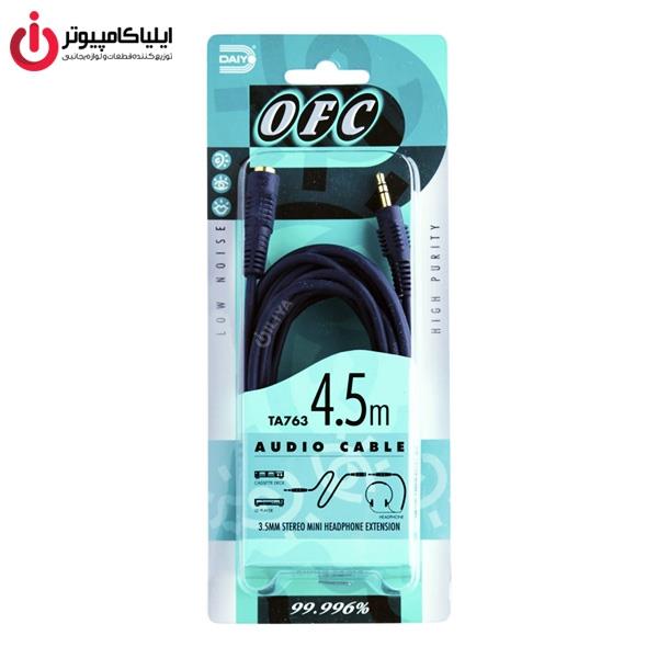 کابل افزایش طول 3.5 میلی متری دایو مدل OFC کد TA763 به طول 4.5 متر Daiyo OFC TA763 Stereo Mini Headphone Extension Cable 4.5m