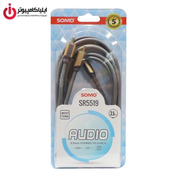 کابل تبدیل جک 3.5 میلی متری به RCA سومو مدل SR5519 طول 3.5 متر Somo SR5519 Aux To RCA Cable 3.5M