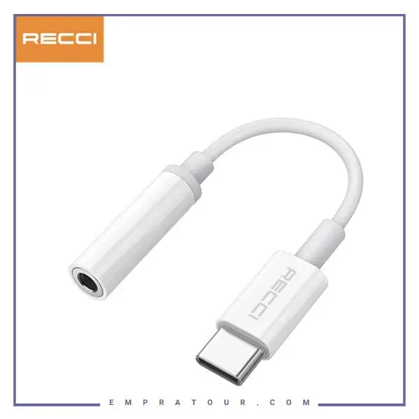 کابل تبدیل تایپ سی به جک 3.5 میلی‌متری رسی RECCI RDS-A03 Converter Cable Type-C