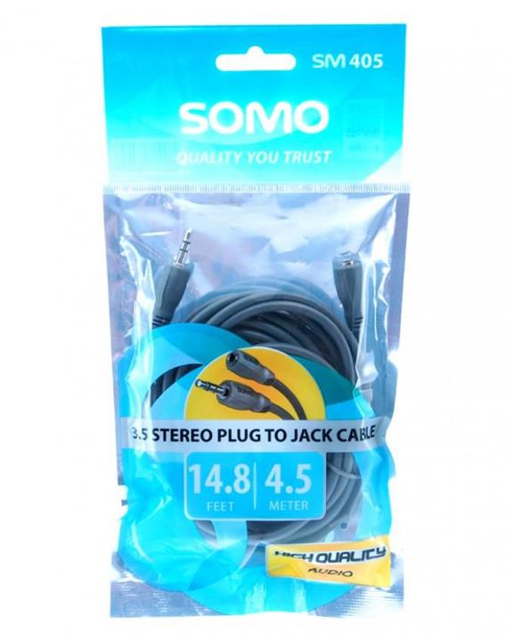 کابل افزایش طول 4.5 متری با رابط 3.5 میلی متری سومو مدل SM405 Somo 3.5mm Stereo 4.5m Cable SM405