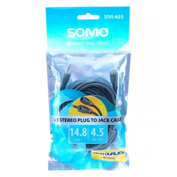کابل افزایش طول 4.5 متری با رابط 3.5 میلی متری سومو مدل SM405 Somo 3.5mm Stereo 4.5m Cable SM405