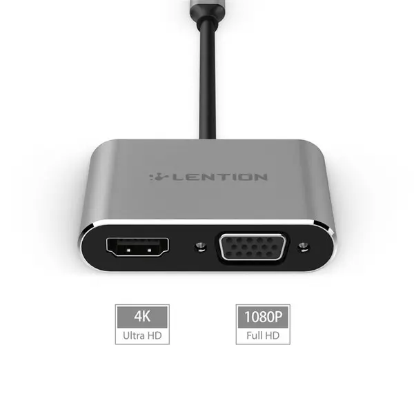مبدل LENTION USB-CسریCLOUDمدلC51SHV Converter USB_C To HDMI/VGA Model Lention C51SHV
