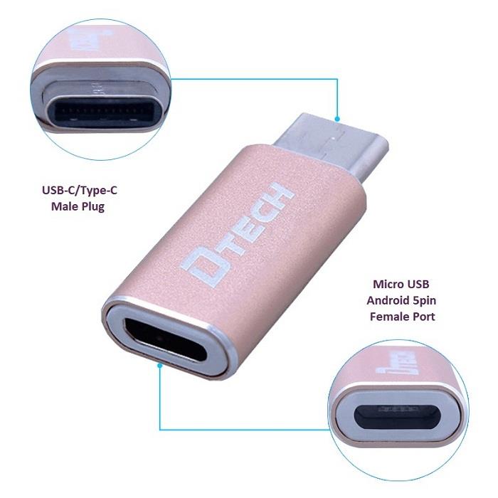 تبدیلmicroUSB بهUSB Type-C  دیتک مدل DT-T0002B Dtech DT-T0002B microUSB to Type-C Adapter