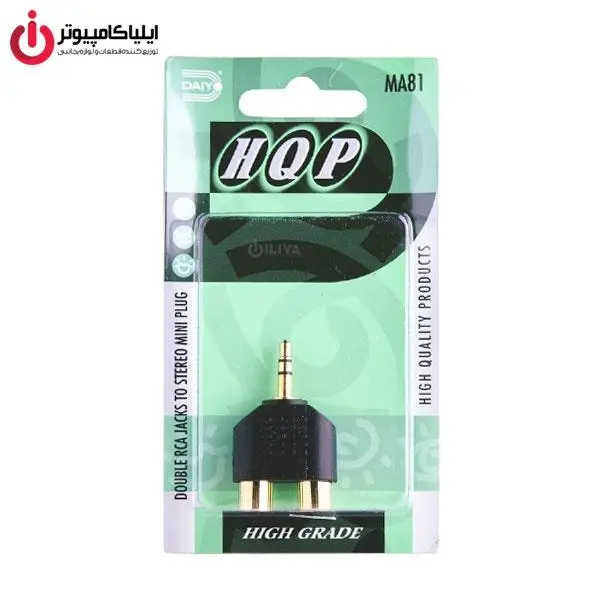 تبدیل یک به دو RCA به جک 3.5 میلی متری دایو مدل HQP کد MA81 Daiyo HQP MA81 Stereo Earphone Splitter
