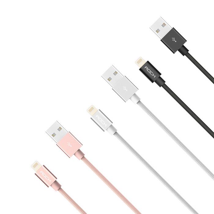 کابل لایتنینگ راک سپیس مدل RCB0424 Lightning Charge and Sync round cable II به طول 1 متر Rock Space RCB0424 Lightning Charge and Sync round cable II 1m