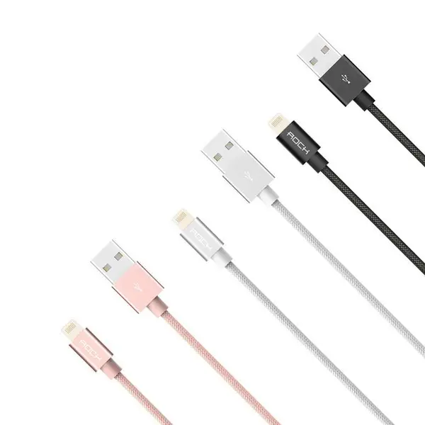 کابل لایتنینگ راک سپیس مدل RCB0424 Lightning Charge and Sync round cable II به طول 1 متر Rock Space RCB0424 Lightning Charge and Sync round cable II 1m