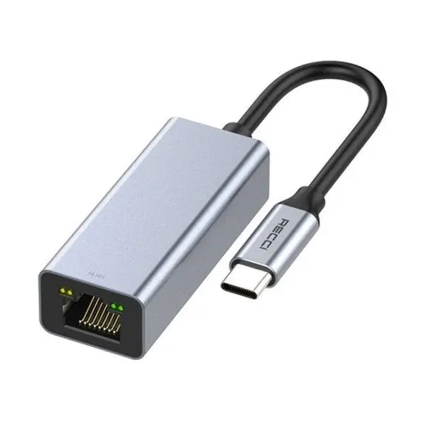 مبدل تایپ سی به پورت شبکه رسی Recci RH10 network port Type-c to RJ45 HUB