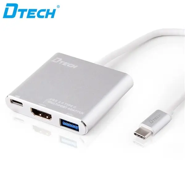 تبدیل Type-C به HDMI+USB3.0+PD دی تک مدل تی 0022 Dtech DT-T0022 Type-c to 4k HDMI+USB3.0+PD Converter - 5
