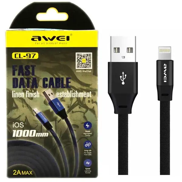 کابل تبدیل USB به لایتنینگ اوی مدل CL-97 طول 1 متر Awei CL-97 USB to Lightning Cable 1m
